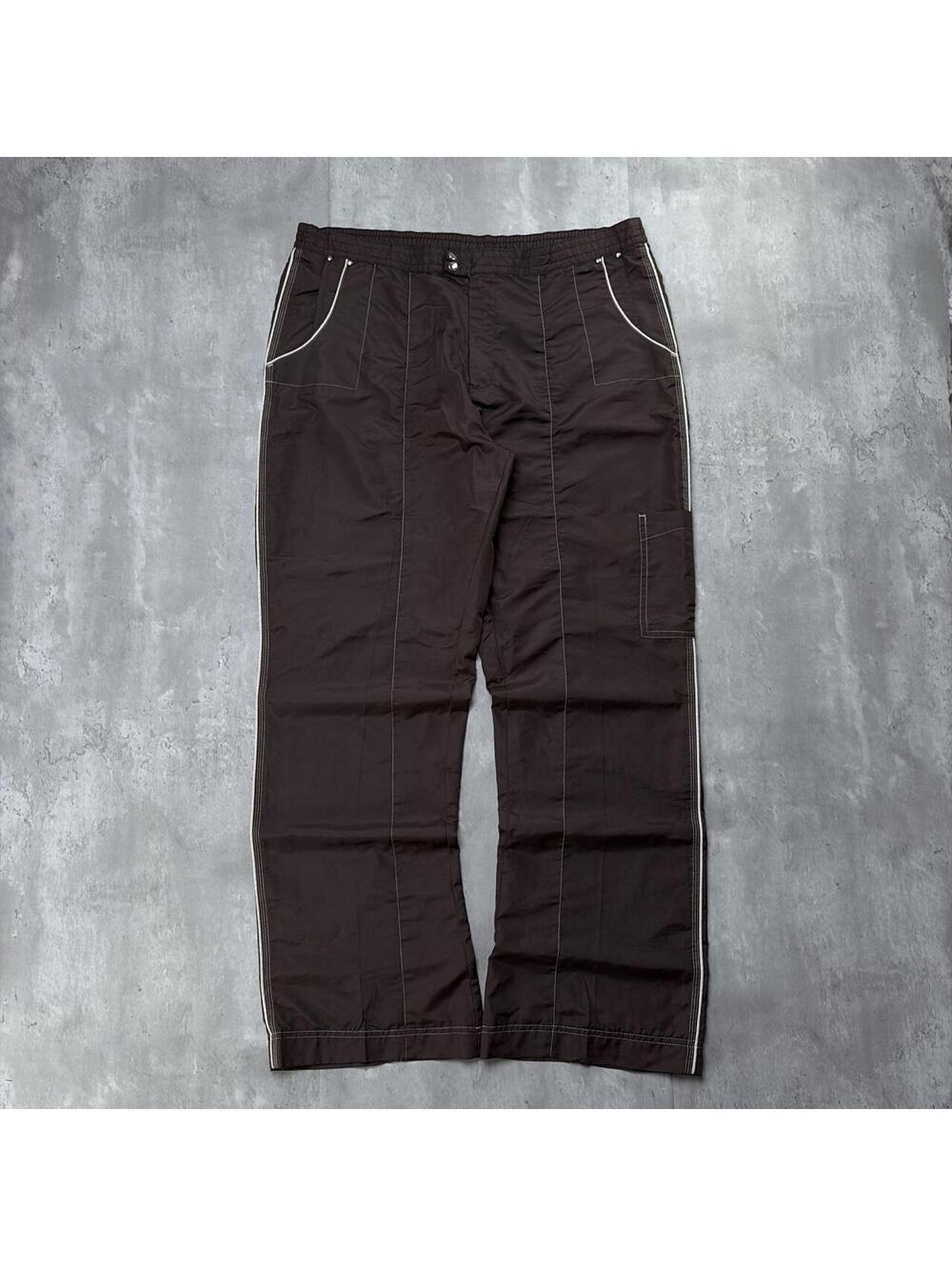 Y2K Brown Wilson Grunge Faded Baggy Striped Trackpants
